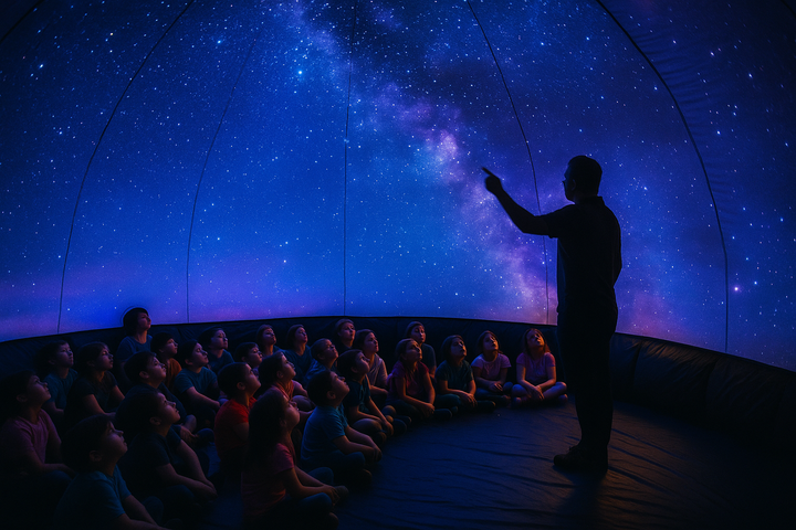 Kids are mesmerized by the planetarium